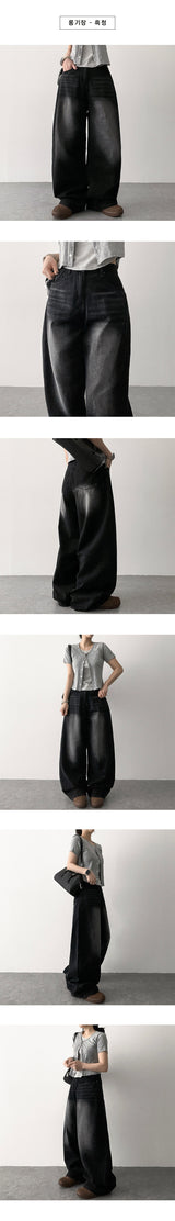 クールベーシックサマーロングデニムワイドパンツ [Choose short and long]