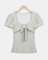 Kukin Check Ribbon Short Sleeve T-Shirt