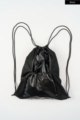 Metallic panel drawstring backpack