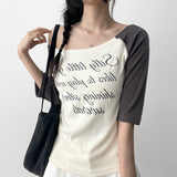 ナグランリトルガールオフショルダーレグランTシャツ(3 colors)