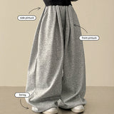 Wenli front, side pin tuck training string wide pants