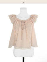 awning off-shirring chiffon flare bl