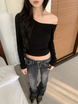 ロアナバックコルセットワンオフショルダーTシャツ