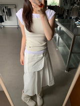 Pocket Layer Pleated Skirt (2color)