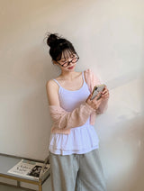 AD レイヤードコットンノースリーブティアードドレス (3color)