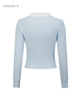 Stella A Hotfix Twisted Collar Knitwear Cardigan BLUE