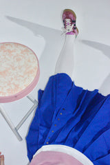 [pepe]cotton pleated wrap skirt (blue)