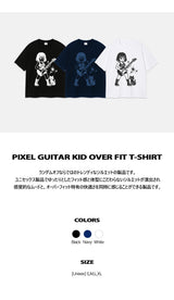 ピクセルギターキッドオーバーフィットTシャツ(3color)