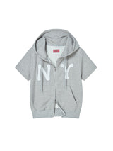 NY APLIQUE SS HOOD ZIP UP GREY