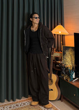 Unisex Couple Golden Hooded Sweatshirt and Cargo Drawstring Pants Set