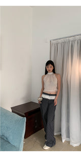 high striped wide slacks