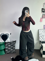 ツーピンタックパラシュートワイドパンツ 🤍🩶🖤4COLOR