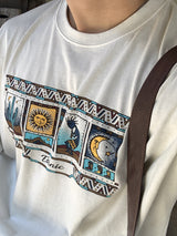 Look Stubbo Ethnic Graphic Pigment Oversized Short Sleeve T-Shirt