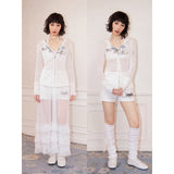 Long mesh sun-protective cardigan jacket