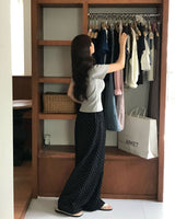 [MADE] ドット、ピンタックワイドパンツ