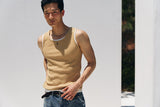 High ribbed logo sleeveless(Mustard)