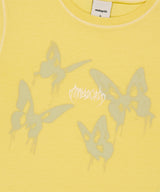 ピグメントバタフライゴスクロップTシャツ_イエロー
