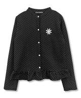 Dot Frill Daisy Logo Kint Cardigan_Black