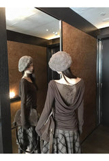 バックローズシースルーロングスリーブTシャツ