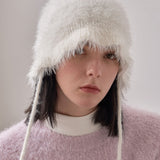 VAZAR Hairy Cloche Hat / White