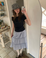 [ORIGINAL] Moel Cancan Check Midi Skirt