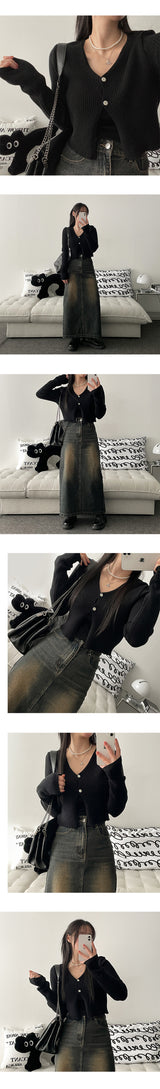 Jane to Snap Slim Ribbed Knit Cardigan