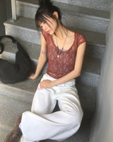 Nouvo see-through Lace Short Sleeve T-shirt