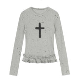 クロスペイントフリルＴシャツ