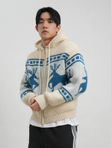 Cowichan knit hood zip-up 4color