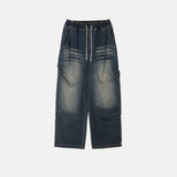 Catwashing Side Finch String Banding Wide Denim Pants