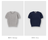 Slow Cable Round Short Sleeve Knit / 10 colors