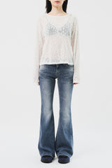 (W) Greyish Low Bootscut Denim