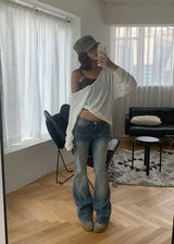 LOW FLARE BOOTS CUT DENIM