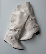 Unfold Leather Knee High Boots