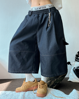 VIVID STITCH BALLOON DENIM BERMUDA 💙🖤🩵2COLOR
