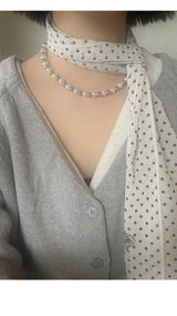 DOT CHIFFON LONG SCARF (IVORY, MINT 2COLORS!)