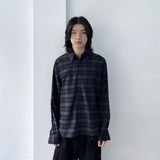 Dark-Tone Minimal Plaid Shirt