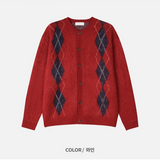 [Unisex] Mohair argyle cardigan(4color)