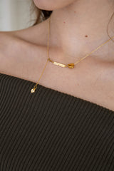 Gold heart point drop chain necklace
