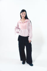 Pleats Skirt Cargo Pants Set Black