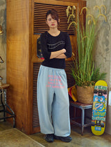 WASHED WIDE SWEATPANTS LIGHT BLUE