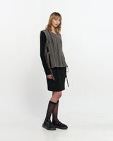 V neck knit Vest _ BROWN