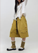 (UNISEX)Belt-Free Bermuda Pants