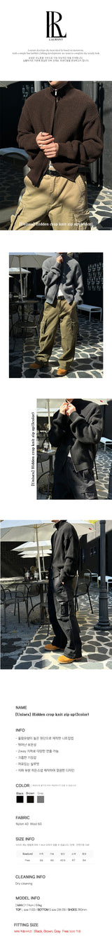 [Unisex] ヒドゥンクロップニットジップアップ(3color)