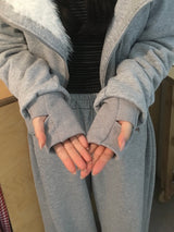 Fur zip-up set