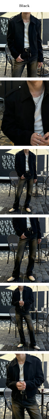 [F/W] Shoulder strap crop suede jacket(2color)