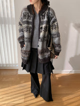 Deep green wool Nordic knit cardigan