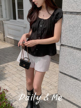 Cotton shirring blouse(2color)