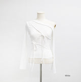 ピュアオフショルダーストラップTシャツ