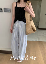 striped banding pants
